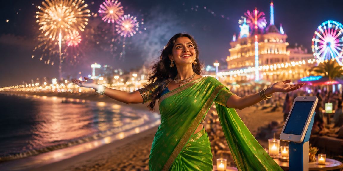 Mobile betting user at Chennai Marina Beach using UPI payment