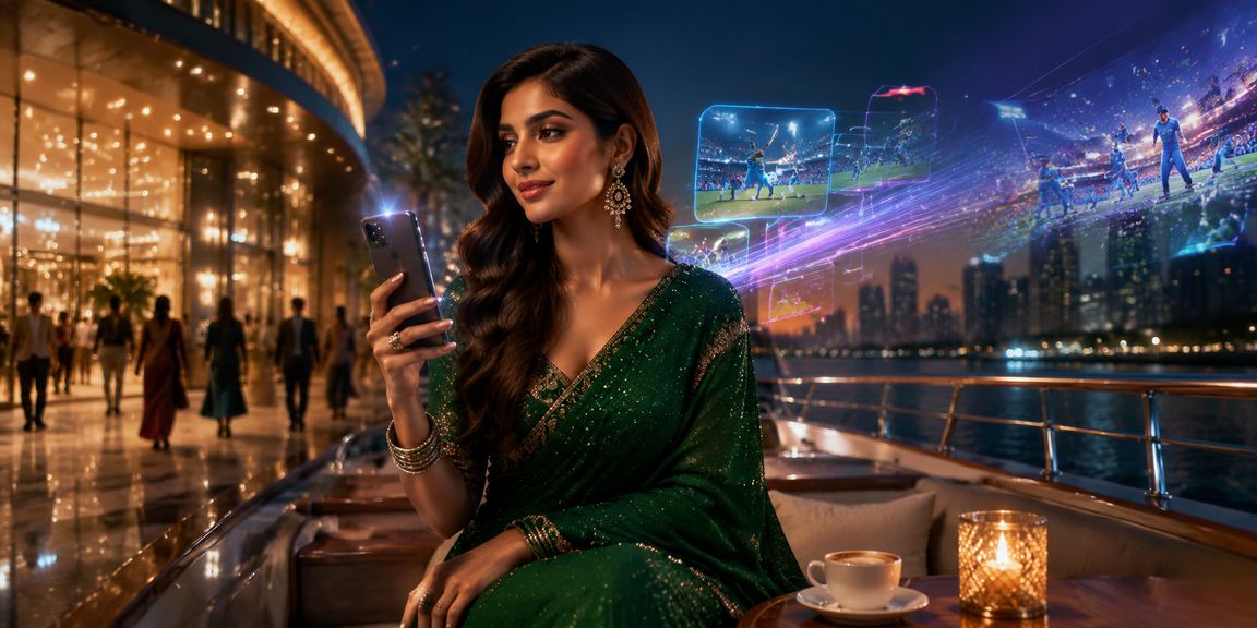 Player watching cricket and Aviator on mobile