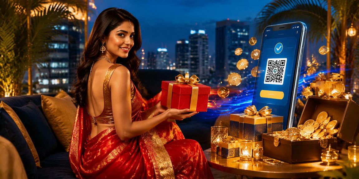 Indian woman enjoying mobile payment options on phone